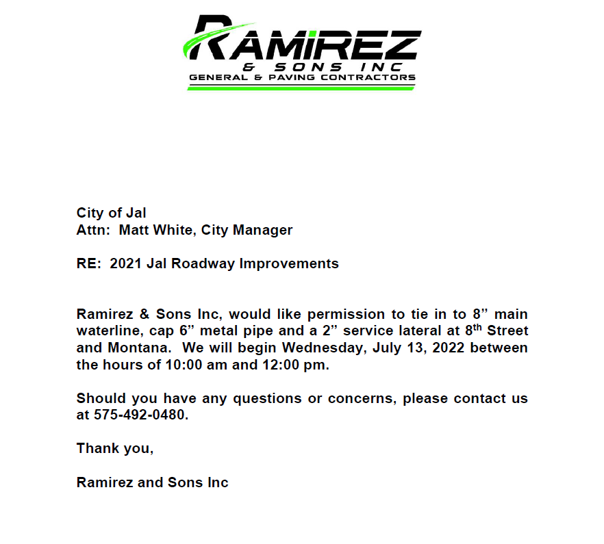 Ramirez and Sons Roadway Improvements